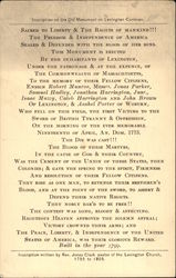 Inscription on the Old Monument on Lexington Common Postcard