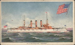 U.S.Battle-Ship "VIRGINIA" Postcard