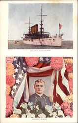 Cruiser Washington, Admiral Evans Military Postcard Postcard