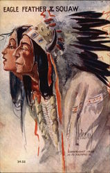 Eagle Feather & Squaw Native Americana Postcard Postcard