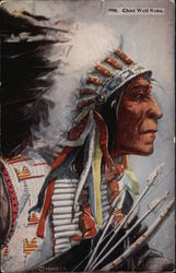 Chief Wolf Robe Native Americana Postcard Postcard