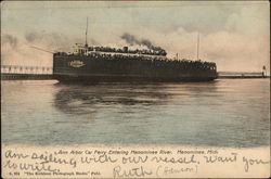 Ann Arbor Car Ferry Entering Menominee River, Menominee, Mich Postcard