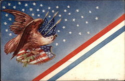 Eagle with American Flags and Emblem Patriotic Postcard Postcard