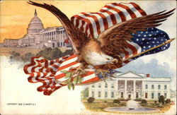 Eagle and American Flag, White House and Capitol Patriotic Postcard Postcard