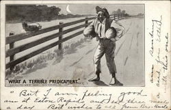 What a Terrible Predicament Black Americana Postcard Postcard