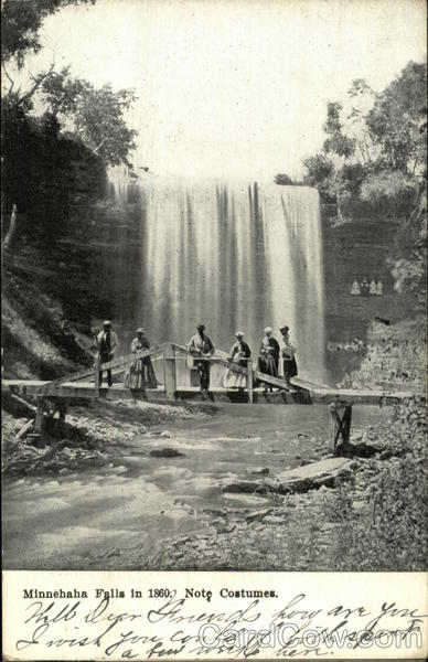 Minnehaha Falls in 1860 Note Costumes Minneapolis, MN