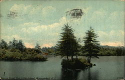 Harris Pond, The Little Island Woonsocket, RI Postcard Postcard