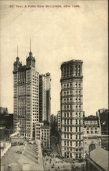 St. Paul and Park Row Buildings Postcard