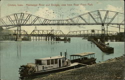 Mississippi River and Bridges from River Front Park Clinton, IA Postcard Postcard