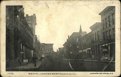 Main St., Looking West Champaign, IL Postcard Postcard