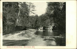 Scene on Rapids River Manitowoc, WI Postcard Postcard