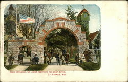 St. Johns Institute for Deaf Mutes - Main Entrance Postcard