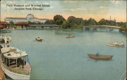 Field Museum and Wooded Island, Jackson Park Chicago, IL Postcard Postcard