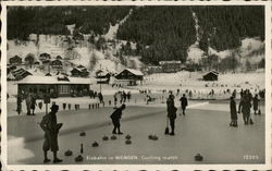 Curling Match Eisbahn in Wengen, Switzerland Postcard Postcard