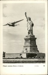 Clipper Passing Statue of Liberty Postcard