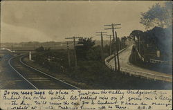 Railroad Tracks, Roadway and Powerlines Northampton, MA Postcard Postcard