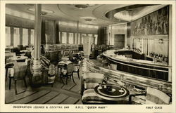 Observation Lounge & Cocktail Bar R.M.S. Queen Mary, First Class Cruise Ships Postcard Postcard