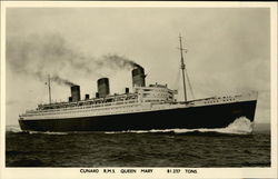 Cunard R.M.S. Queen Mary, 81,237 Tons Steamers Postcard Postcard