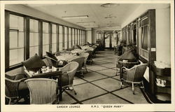 R.M.S. "Queen Mary" Garden lounge Interiors Postcard Postcard