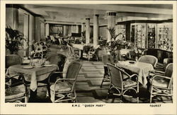 R.M.S. "Queen Mary" Lounge Tourist Interiors Postcard Postcard