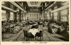 Main Lounge R.M.S. Queen Mary Interiors Postcard Postcard