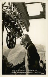 Cable Spinning - Saddle of S.F. Tower, Golden Gate Bridge Postcard