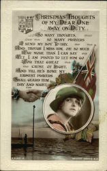 Christmas Thoughts of My Dear One Away On Duty - Rotary Photographic Series World War I Postcard Postcard