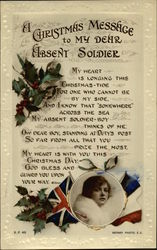 A Christmas Message to My Dear Absent Soldier Postcard