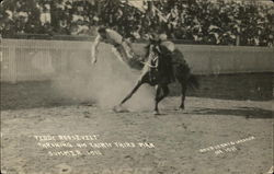 Teddy Roosevelt Throwing his Thirty Third Man, Summer, 1910 Postcard