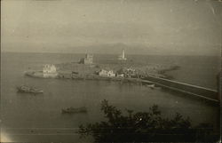 View of Lighthouse, Island Connected by Bridge Lighthouses Postcard Postcard