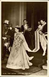 Coronation of Queen Elizabeth II - Queen Leaving the Palace Royalty Postcard Postcard