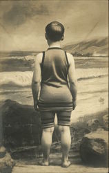 Boy in Swimsuit at the Ocean Boys Postcard Postcard