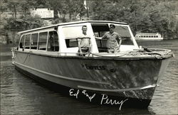 Ed and Perry on Boat Postcard