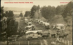 Trade and Festival - Gathering of Wagons at Prairie Farm Postcard