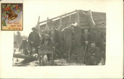 Five Men Posing With Deer and Bear Hunting Postcard Postcard