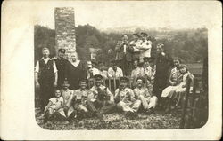 Portrait of Family In Front of Old Chimney Postcard