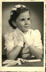 Portrait of Young Girl Wearing Gloves Postcard