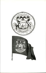 Michigan State Seal and Flag Postcard