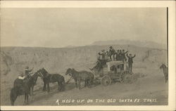 A Hold Up on the Old Santa Fe Trail Cowboy Western Postcard Postcard