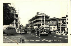 Cruce Ferrocarril Ave. Central Panama Postcard Postcard