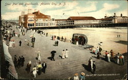 Steel Pier and Boardwalk Atlantic City, NJ Postcard Postcard