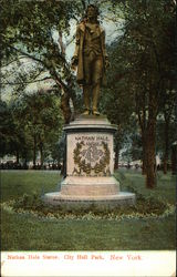 Nathan Hale Statue, City Hall Park Postcard