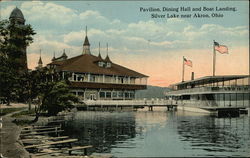 Pavilion, Dining Hall and Boat Landing at Silver Lake Akron, OH Postcard Postcard