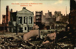 Fire Scene, Great Fire in Baltimore - 1904 Postcard