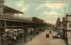 Elevated RR and Station at Delawar Avenue Postcard