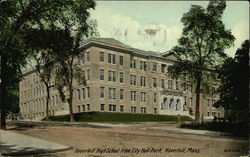 Haverhill High School from City Hall Park Postcard