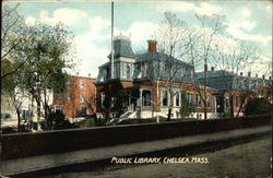 Street View of Public Library Chelsea, MA Postcard Postcard