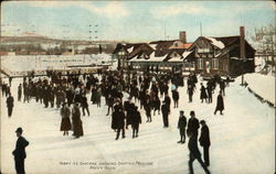 Merry Ice Skaters Showing Skating Pavilion Rocky Glen, PA Postcard Postcard