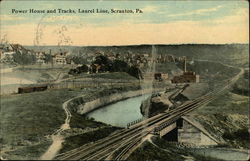 Power House and Tracks, Laurel Line Scranton, PA Postcard Postcard