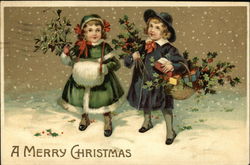 A Merry Christmas Children Postcard Postcard